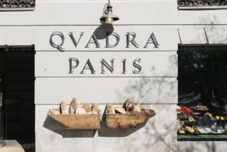 Madrid, Spain, April 14, 2019: Showcase of Artisan Bakery in Historical Centre of Madrid. The Name