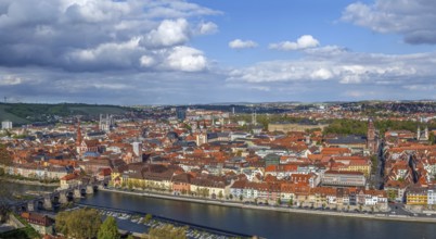 View of historical center of Wurzburg from Marienberg Fortress, Germany