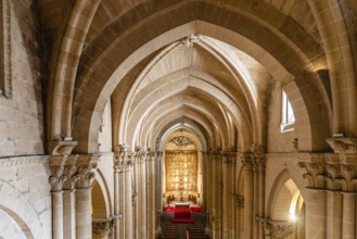 Salamanca, Spain, January 14, 2022: Cathedral of Salamanca. Interior view of the nave and the
