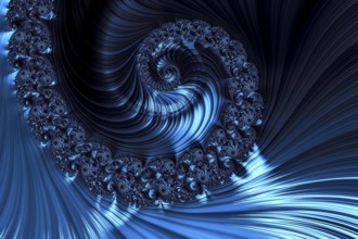 Fractal spiral - abstract computer-generated image. Digital art: ornate helix with metallic glossy