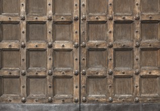 Old carved entrance door to Cathedral