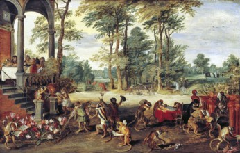 Brueghel's satirical comment reflects the collapse of 'Tulipomania' in the 1640s. In the painting,