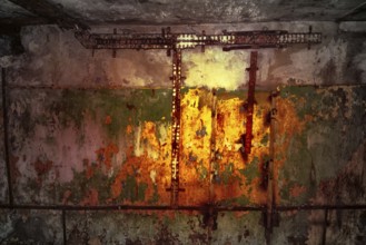 Dungeon abandoned terrible with secret. supernatural atmosphere on objects