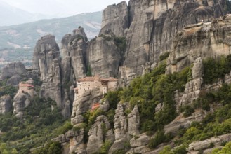 Meteora in Greece. Meteora is the monasteries on the top of the rock towers