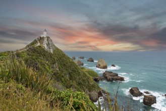 Famous landscape and lighthouse at Nugget Point, South Island of New Zealand