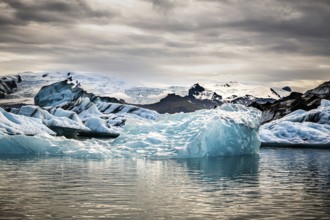 Famous Glacier Lagoon in Jokulsarlon Iceland during sunset