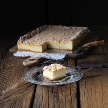 Succulent tin cheesecake with crumbs