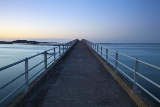 Bridge to Ferry to Ile de Batz, Roscoff, Brittany.This bridge is used during the low tide.The