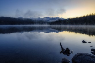 Beautiful autumn landscape scene in mountain in background in Jasper National Park west Canada with