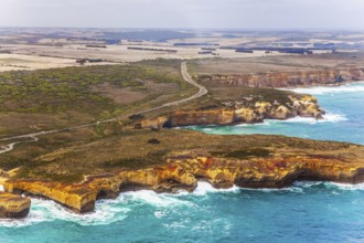 Great Ocean Road and the Twelve Apostles is a group of limestone cliffs. Scenic coastline. Picture