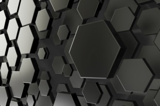 3d illustration of a black and white hexagon background