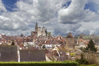 View of the old city of Semur-en-Auxois, France