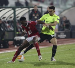 Sofia, Bulgaria - 22 October, 2020: Bradley Mazikou (L) of PFC CSKA-Sofia in action against Mario