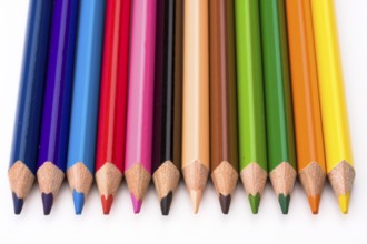 Beautiful colored crayons on white background