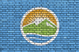 Flag of Provo painted on brick wall