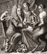 Satirical portrait of Jacob Paul Freiherr von Gundling, 1673-1731, a German historian, Tobacco