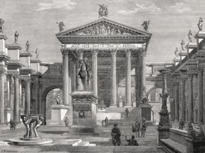 Reconstruction of the Temple of Minerva, Forum of Nerva, ancient Rome