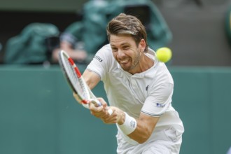 British tennis player Cameron Norrie in action at the 2024 Wimbledon Championships, London,