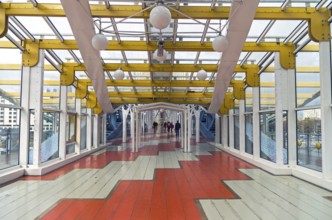 MOSCOW, RUSSIA, OCTOBER 2, 2016: Inside the pedestrian bridge that connects Berezhkovskaya and