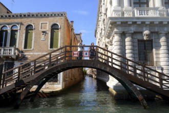 Wooden bridge at Casa Regionicco, Grand Canal, Venice