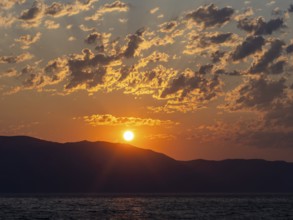 Cloudy mood, sunrise over the sea, Makarska Riviera, near Dubrovnik, Dalmatia, Croatia