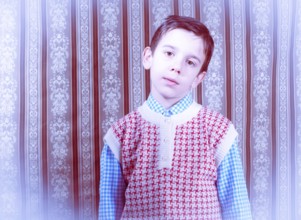 Child vintage clothes. Close up shot