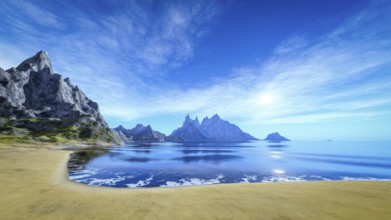 3d rendering of a beautiful summer sand beach