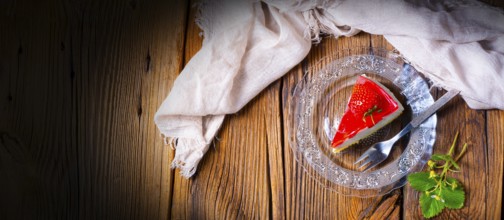 Delicious strawberry cream cheese tart with sponge base
