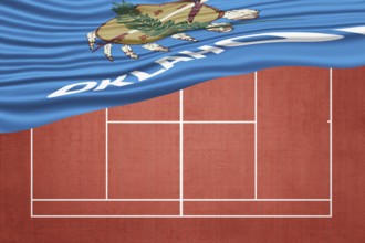 Oklahoma Flag on Clay Tennis Court, Sports Symbol