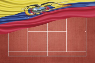 Ecuador Flag on Clay Tennis Court, Sports Symbol