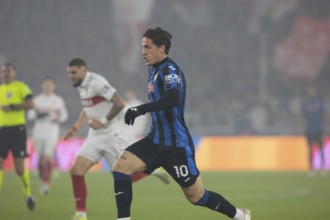 Football match, Nicolo' ZANIOLO Atalanta Bergamo right on the ball, in the background is Jeff