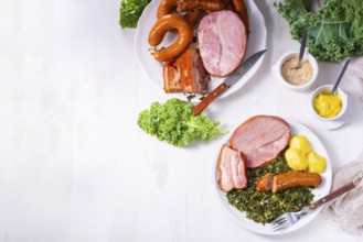 A delicious real Oldenburg kale with peeled sausage