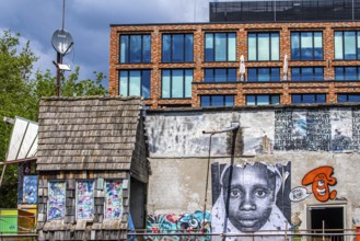 Berlin houses facade with graffiti. House with Graffiti in Berlin