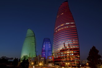 Azerbaijan, Baku, Flame Towers at night, Baku, Azerbaijan, Azerbaijan