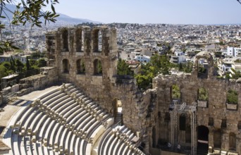 The Odeon of Herodes Atticus is a stone theatre structure located on the southwest slope of the