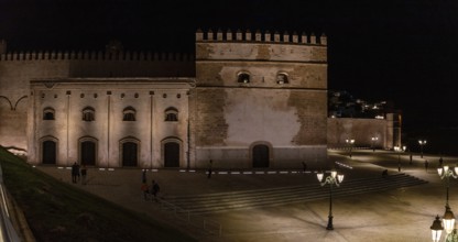 Illuminated Kasbah of the Oudayas in the center of Rabat, Morocco