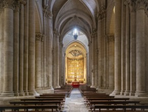 Salamanca, Spain, 9 April, 2024: view of the central nave of the Old Cathedral of Salamanca