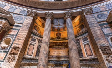 ROME, ITALY, JUNE 14, 2015 : interiors and architectural details of the pantheon, june 14, 2015, in