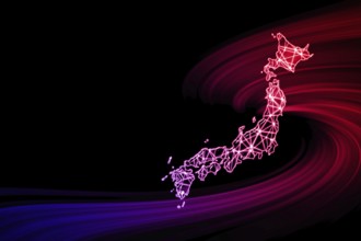 Map of Japan, Polygonal mesh line map, modern map