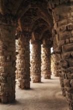 Walking alleys in the Park Guell, Barcelona, Spain.