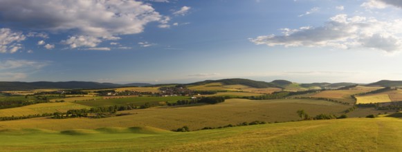 Panorama landscape - Amazing view from golf course to the valley at sunset