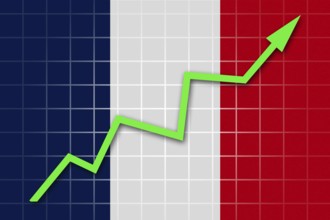The French flag and arrow graph going up