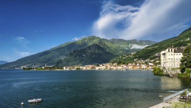 A view over Lake Como near Gravedona in Italy in summer