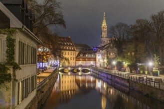 La Petite France at Christmas time, a picturesque district of the historic center of Strasbourg.