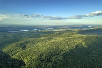 Aerial forest scenery European Forest. Beautiful mountain landscape, with mountain peaks covered