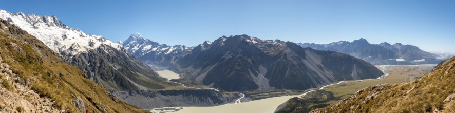 Scenic view to Mount Cook and Hooker valley from Mueller Hut Route, Mount Cook National Park, South