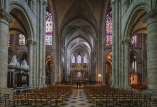 Saint-Etienne Cathedral, first Gothic cathedral, Sens, Burgundy, Yonne department,