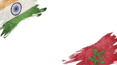 Flags of India and Morocco on White Background