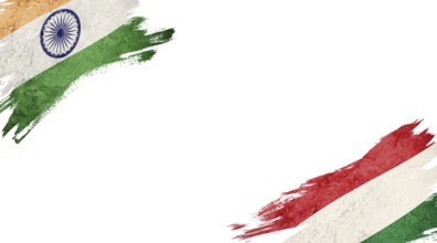 Flags of India and Hungary on White Background
