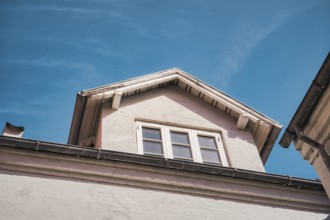 Roof detail of an old house and sky in Rudkobing, Langeland, Denmark